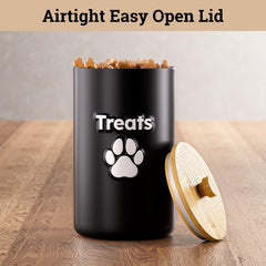 HB Design Co dog treat container side profile demonstrates compact kitchen-friendly design.