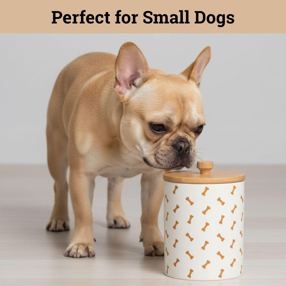 HB Design Co. easy-access dog treat container for quick snack times.