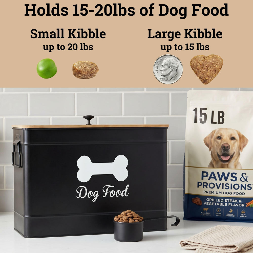 HB Design Co. kibble storage jar with easy-to-grab side handles.