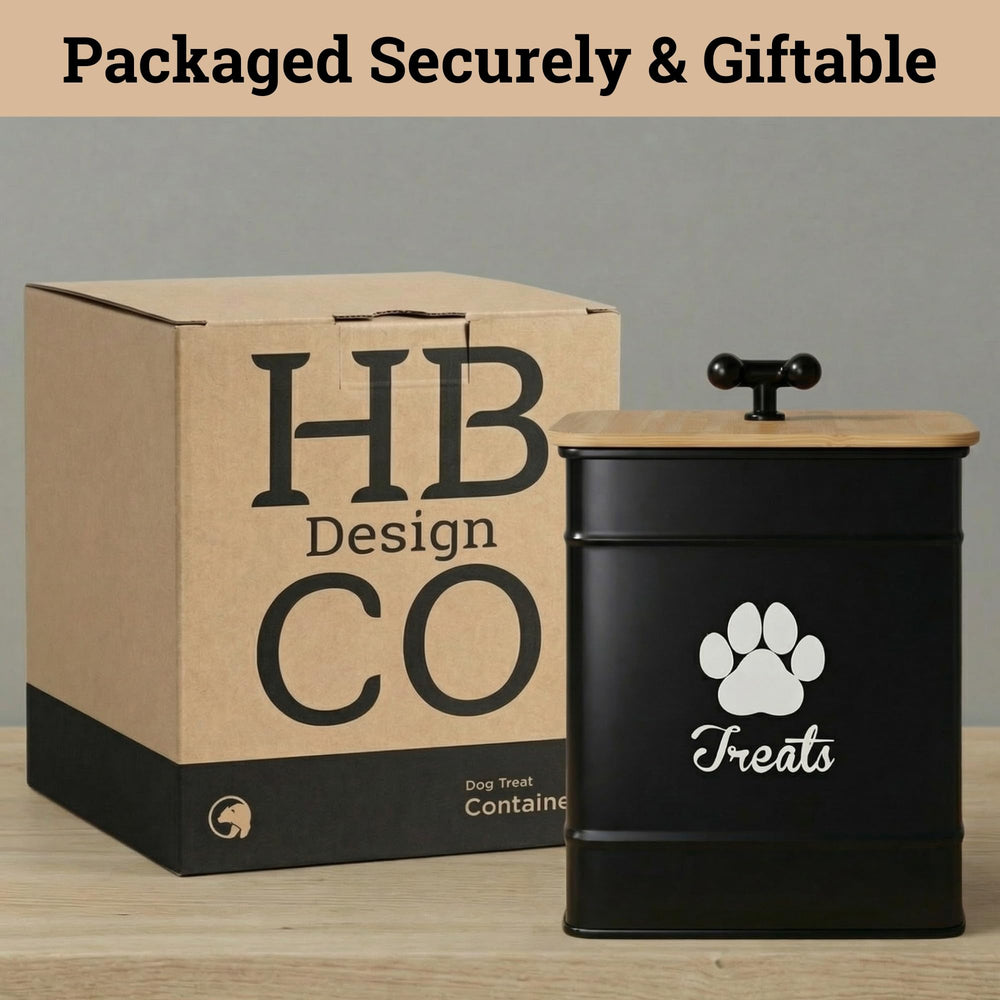 HB Design Co kitchen display worthy dog treat canister on shelf