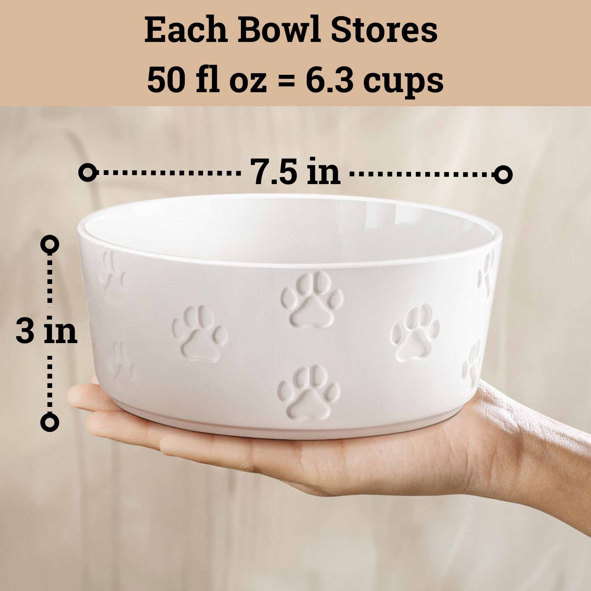 HB Design Co large dog bowls showing 6-cup capacity for meals