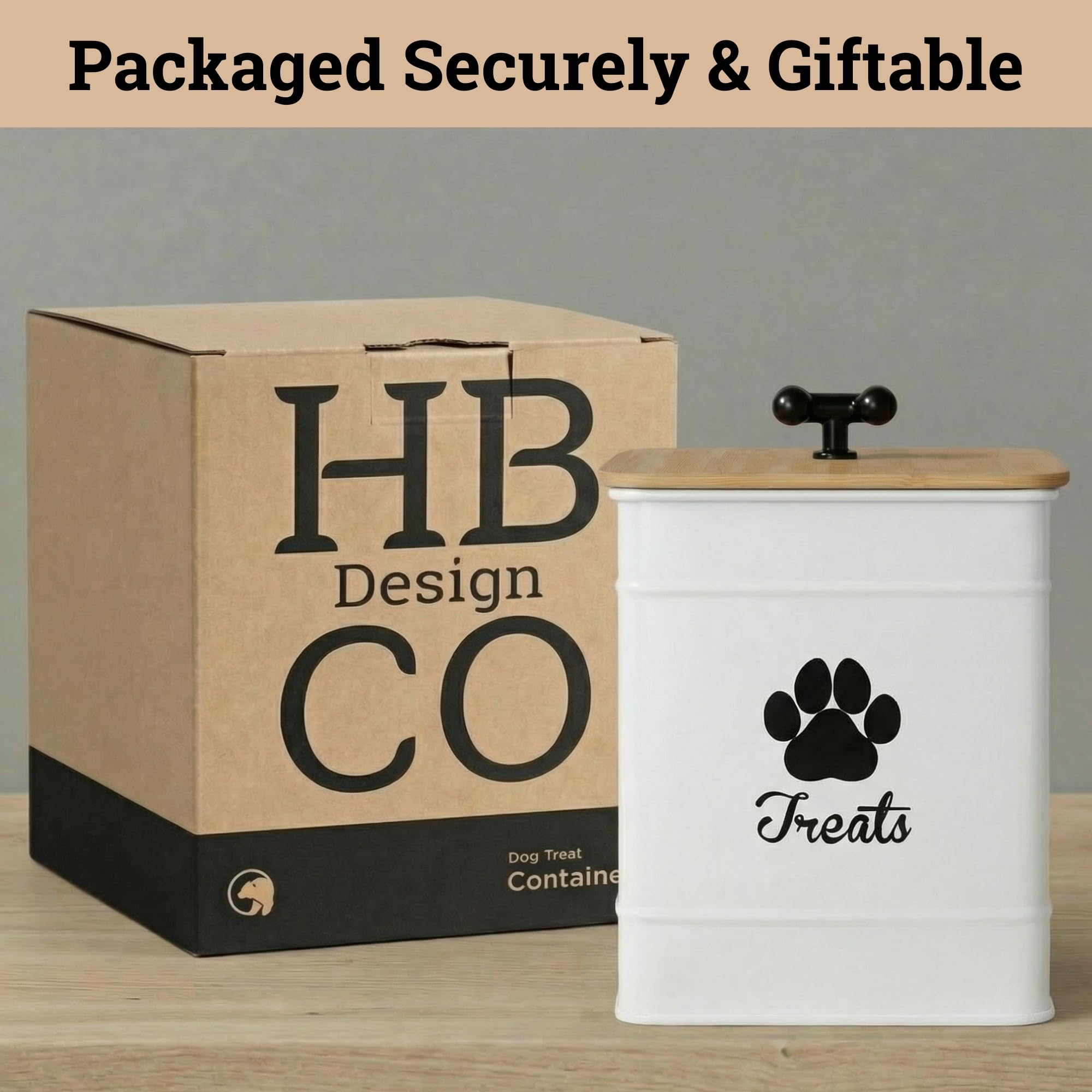 HB Design Co large treat storage canister on a countertop