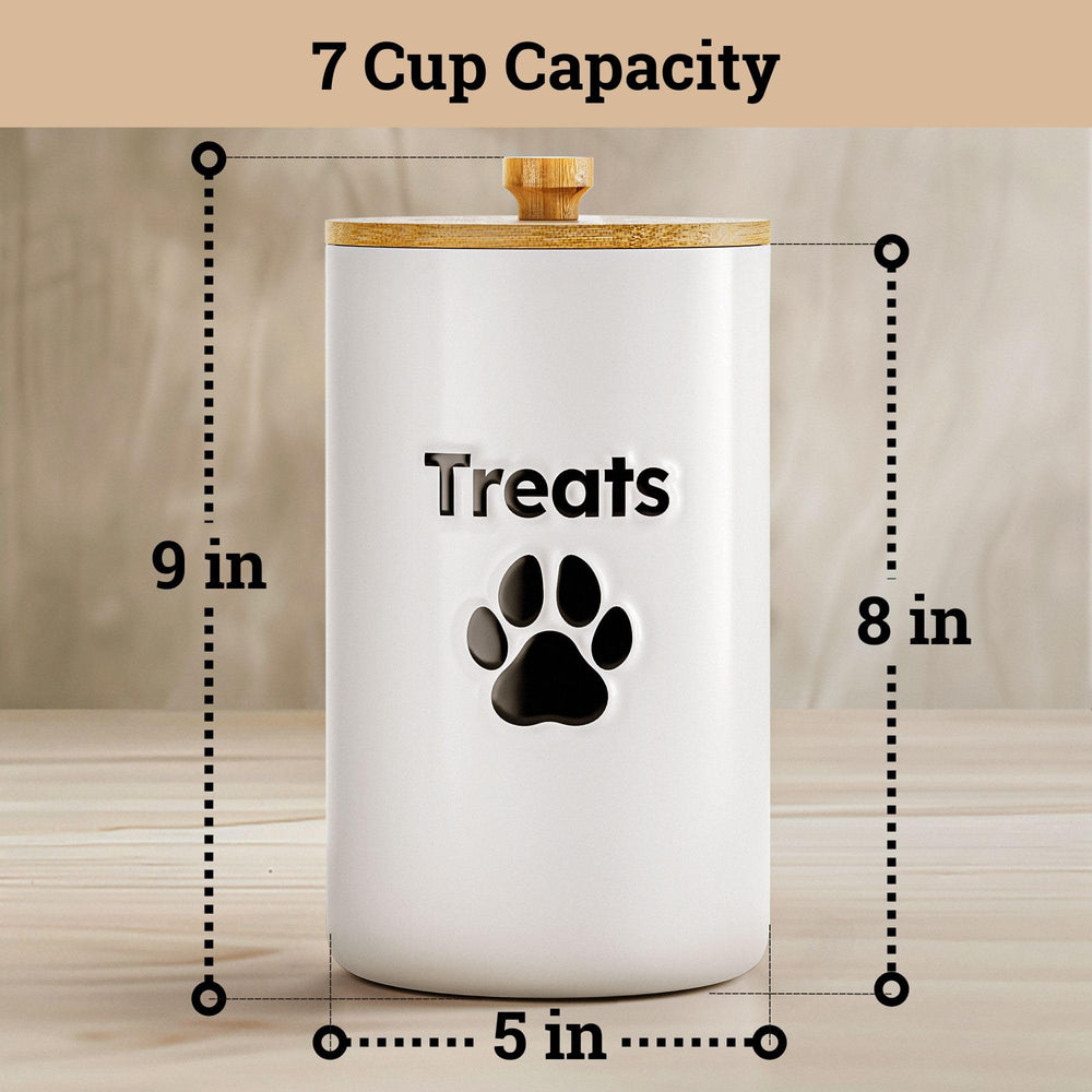 HB Design Co matte white dog treat jar adds decorative storage to any room