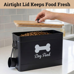 Included 1-cup metal scoop hangs from the HB Design Co. bin.