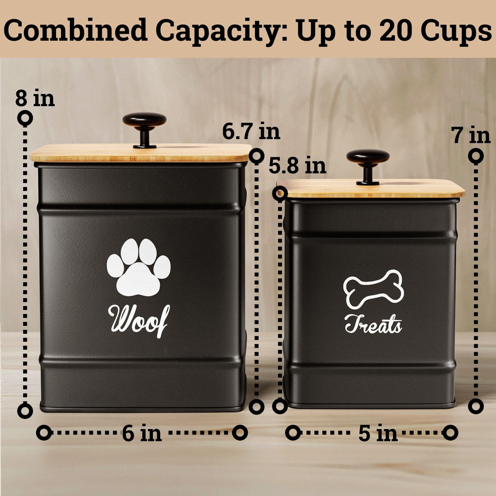 HB Design Co. pet treat canisters on counter display for quick reach