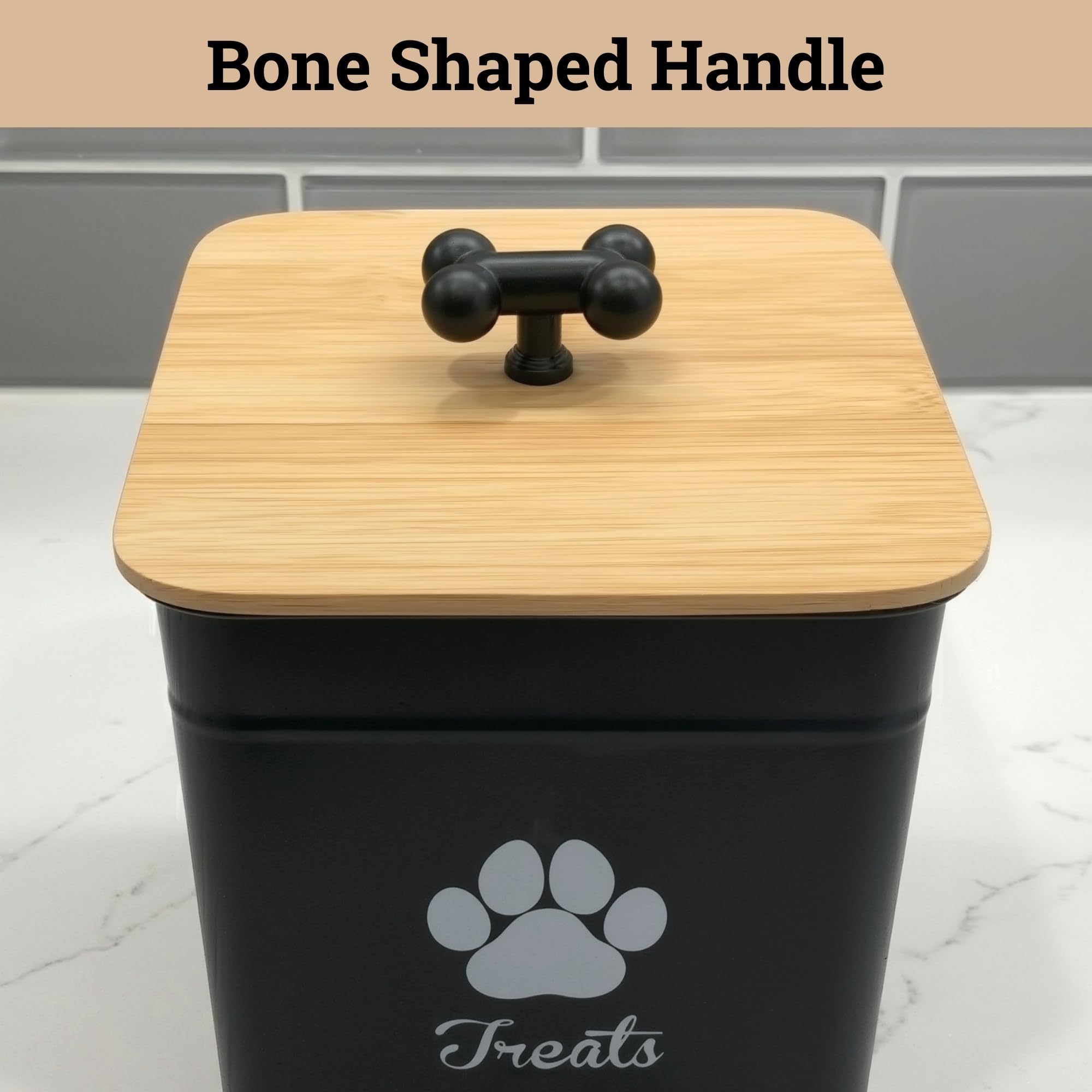 HB Design Co powder coated black iron treat jar blends with kitchen decor