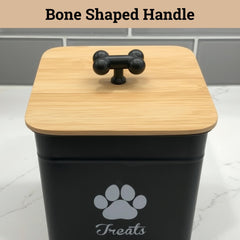HB Design Co powder coated black iron treat jar blends with kitchen decor