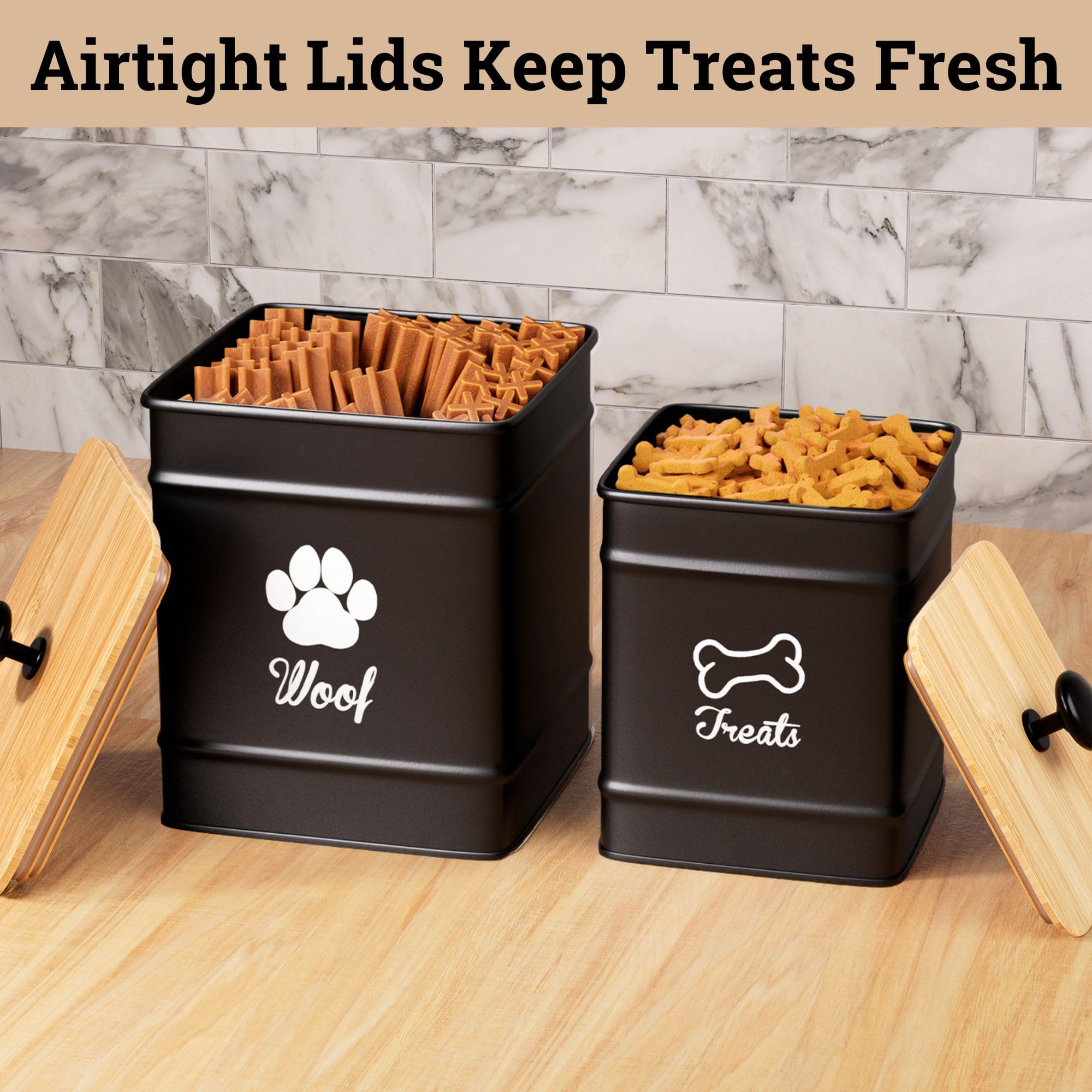 HB Design Co. powder-coated black jars on counter ready for snacks
