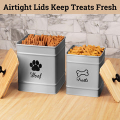 HB Design Co powder-coated gray jar demonstrates stylish storage for treats.