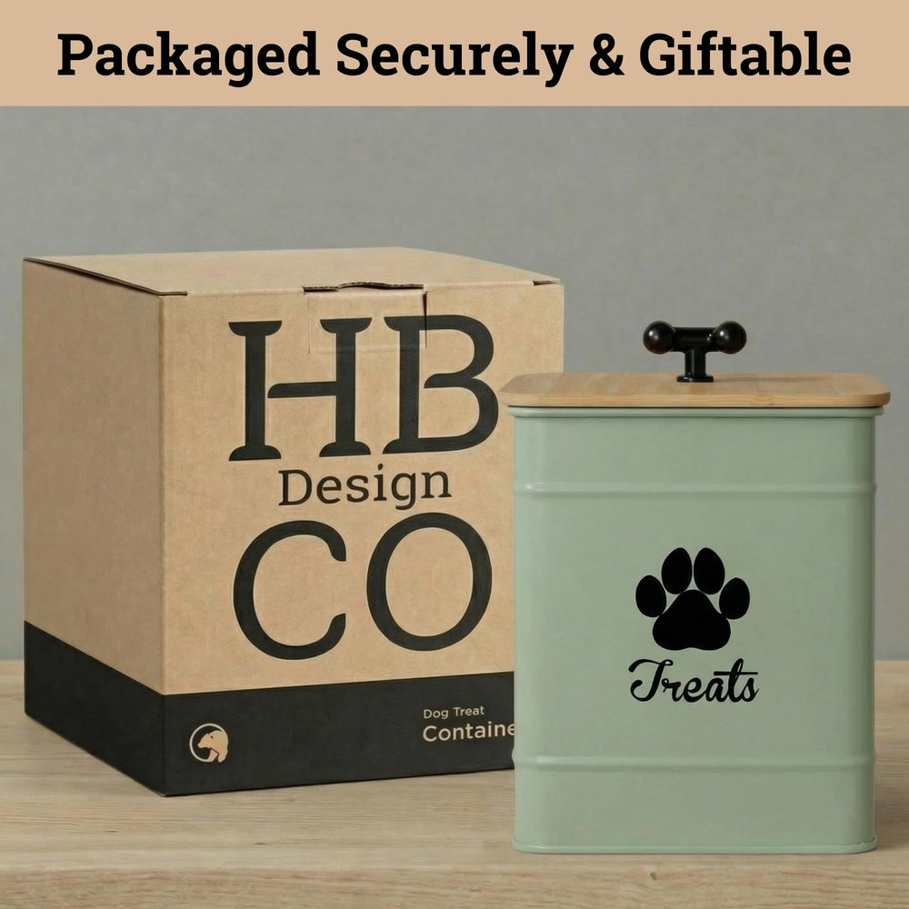 HB Design Co sage green canister is easy to wash after snacks.