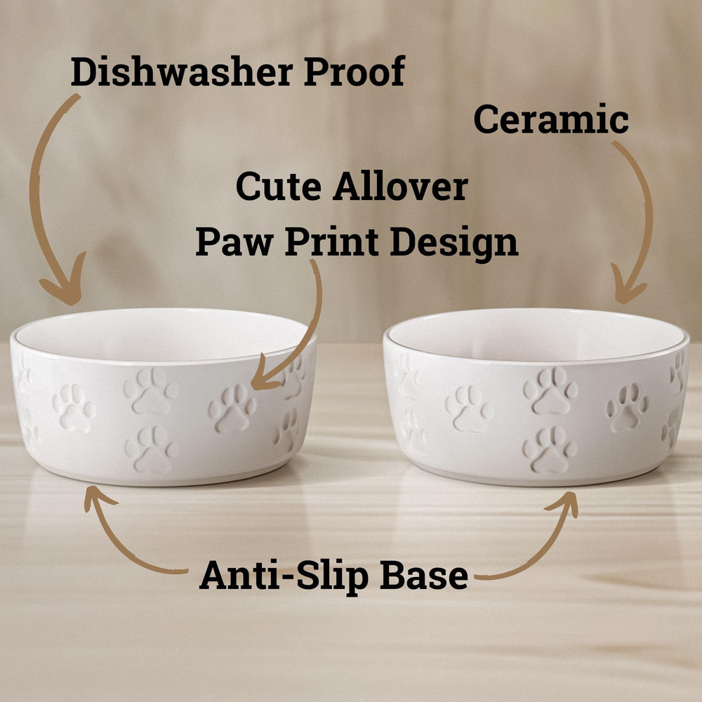HB Design Co 5-inch wide, 2-inch tall bowls suit small breeds beautifully.