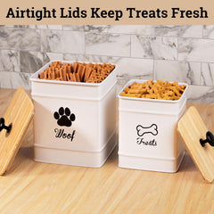 HB Design Co. treat jar with matte black handle enables easy access.
