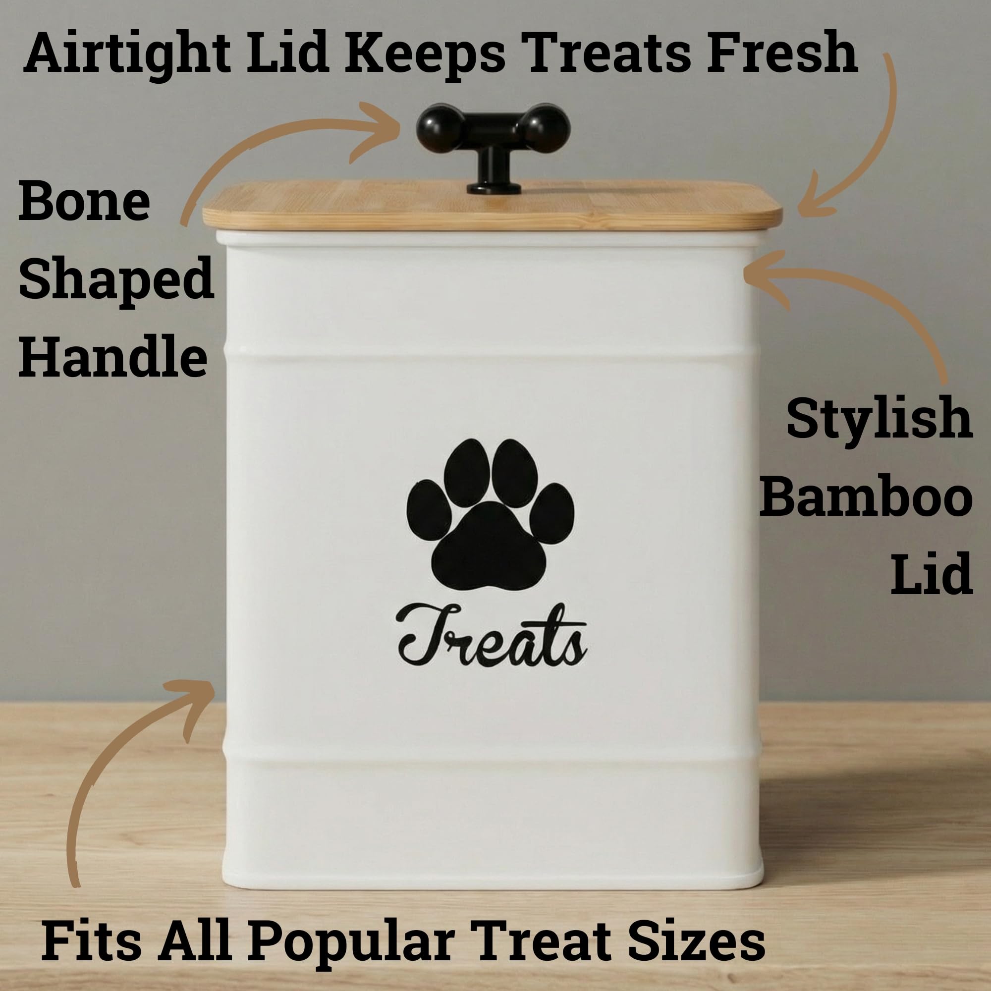 HB Design Co white iron dog cookie jar on a kitchen counter