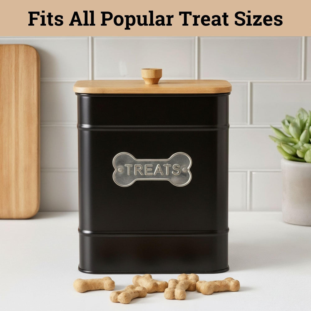 HB Design Co wooden-handle lid on a sturdy treat jar for easy access