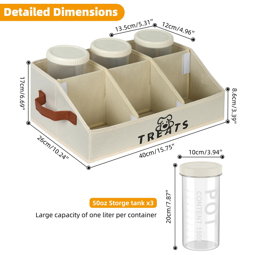 Hbazzor 50oz treat jars beige, front view for easy access.