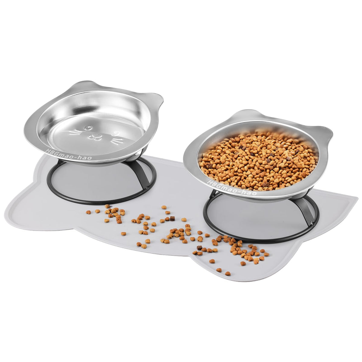 HBGmao-hao elevated cat bowls with 15 degree tilt for comfortable dining.