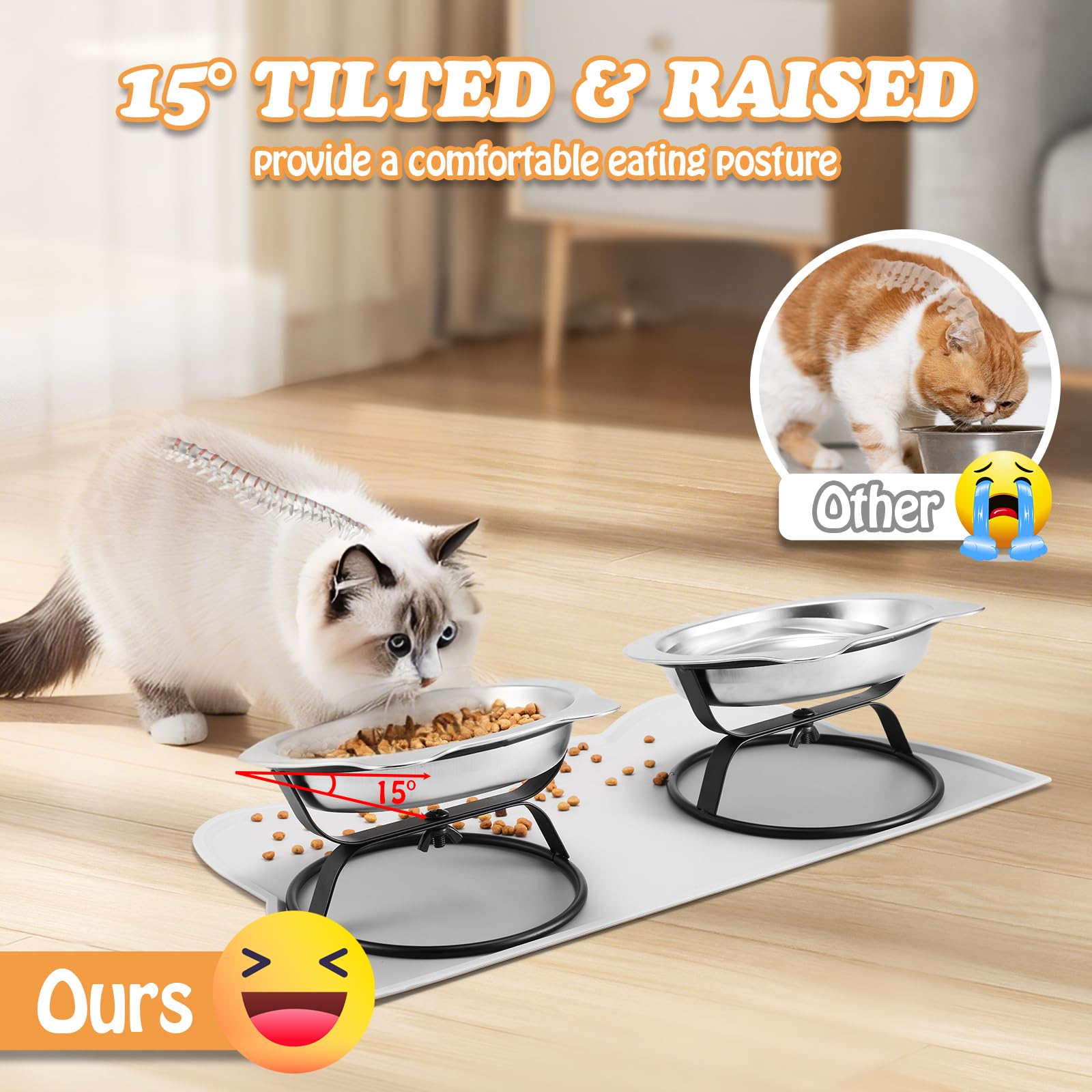 HBGmao-hao seven-point-one-inch wide whisker bowl reduces whisker contact.