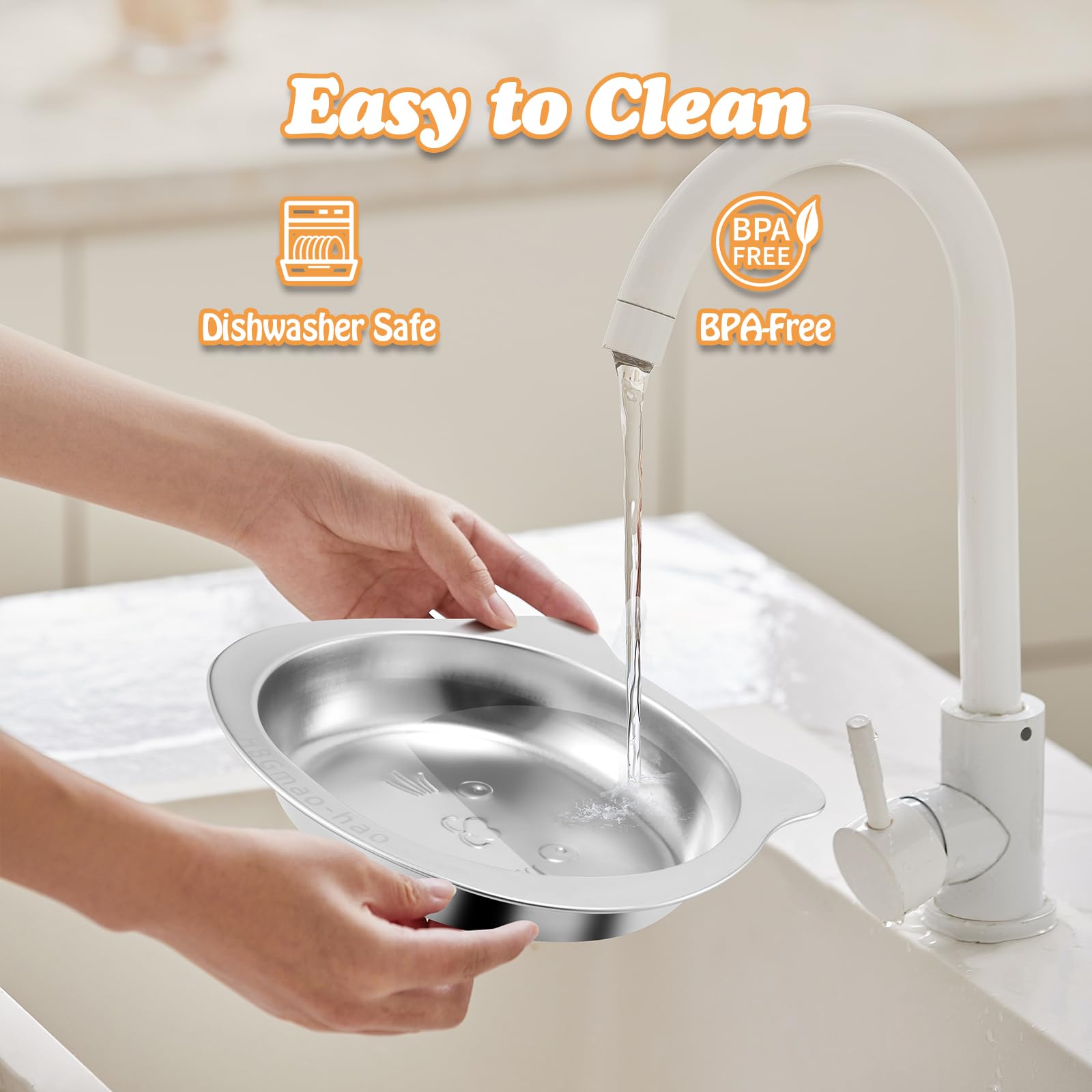 HBGmao-hao two-pack stainless steel dishes are durable and rust-resistant.