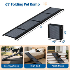 HBTower 63-inch folding dog ramp for SUVs with gentle incline.