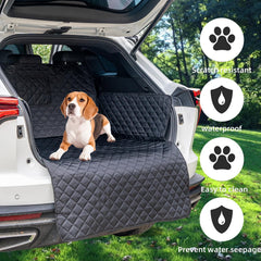 HCCW dog seat cover back with bumper flap guarding seats during trips.