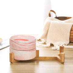 HCHLQLZ marble pink ceramic bowl close-up reveals smooth glaze and build quality.