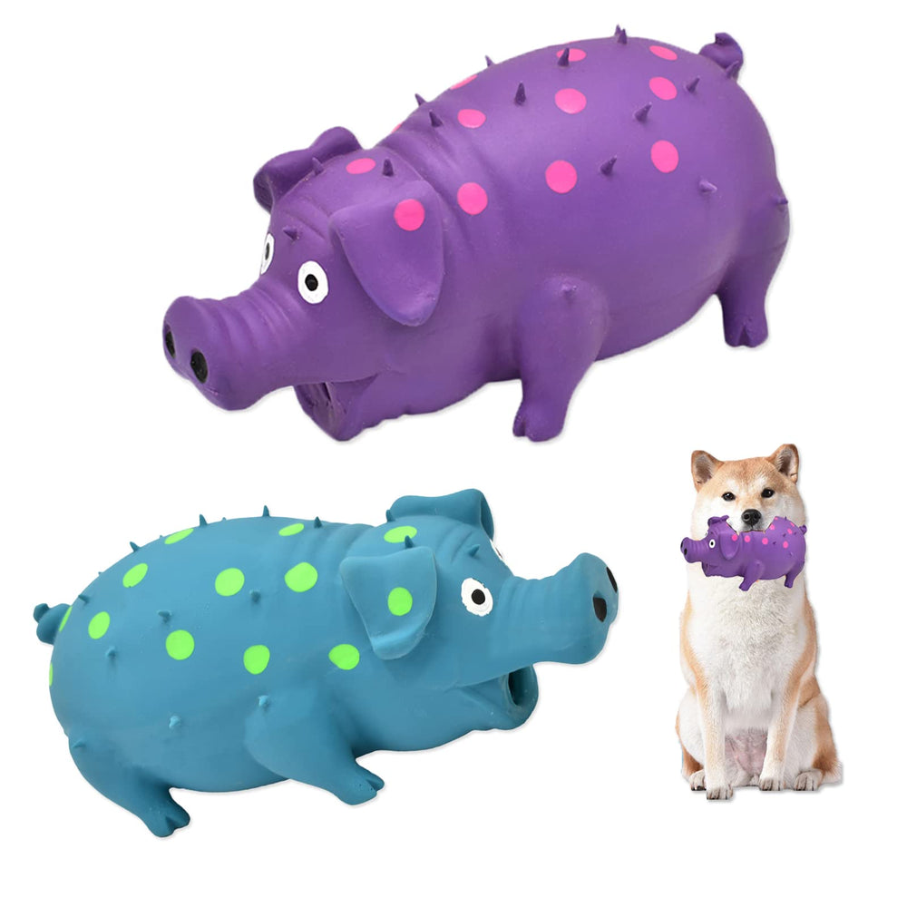 HCHYEY pig squeaky toy blue prompts interactive play for dogs.