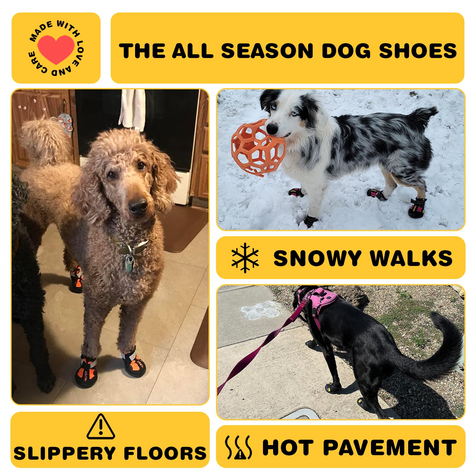 Hcpet dog boots reflective straps night walks enhance visibility during evening strolls.