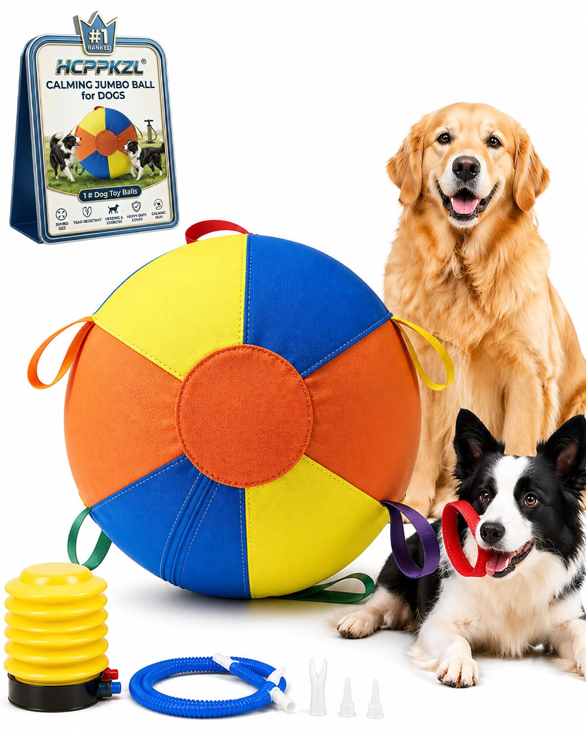 HCPPKZL Calming Jumbo Ball for Dogs front view, ideal for engaging play and focus.