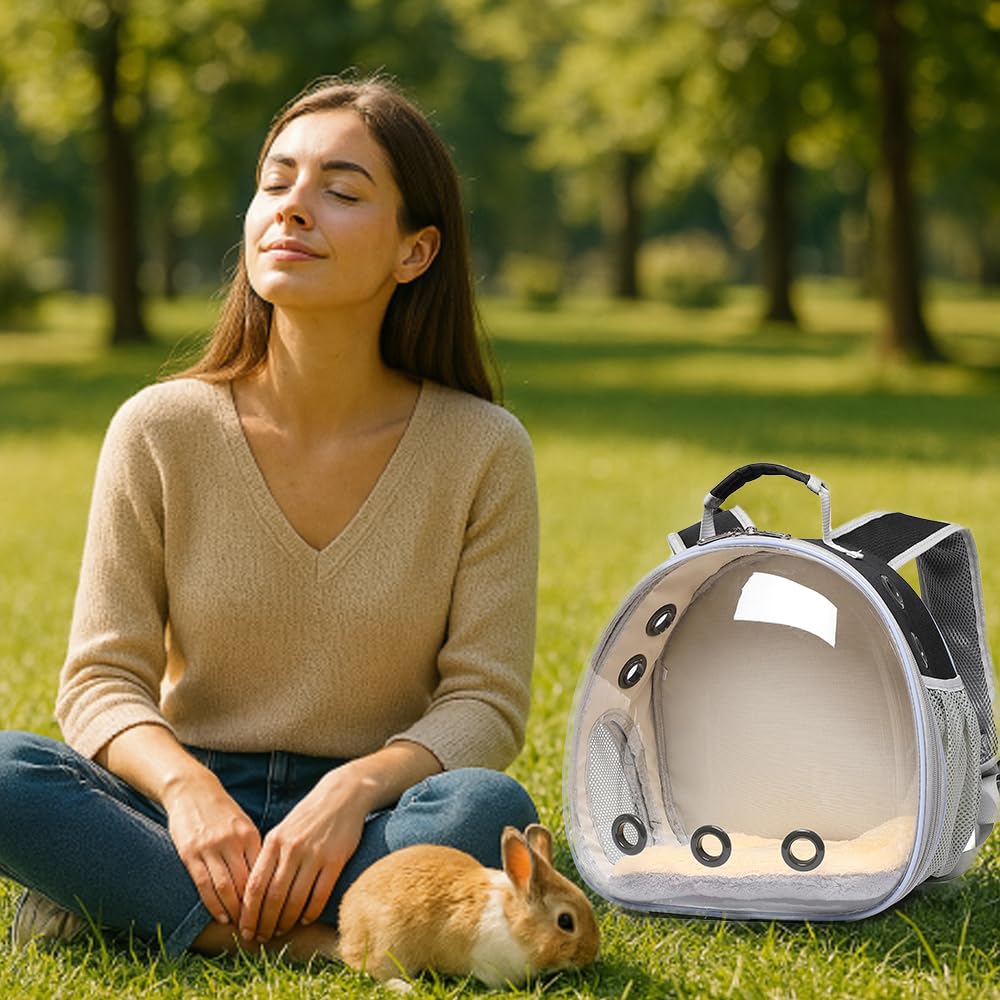 Hcupet Bunny Carrier removable inner mat adds comfy cushion on walks.