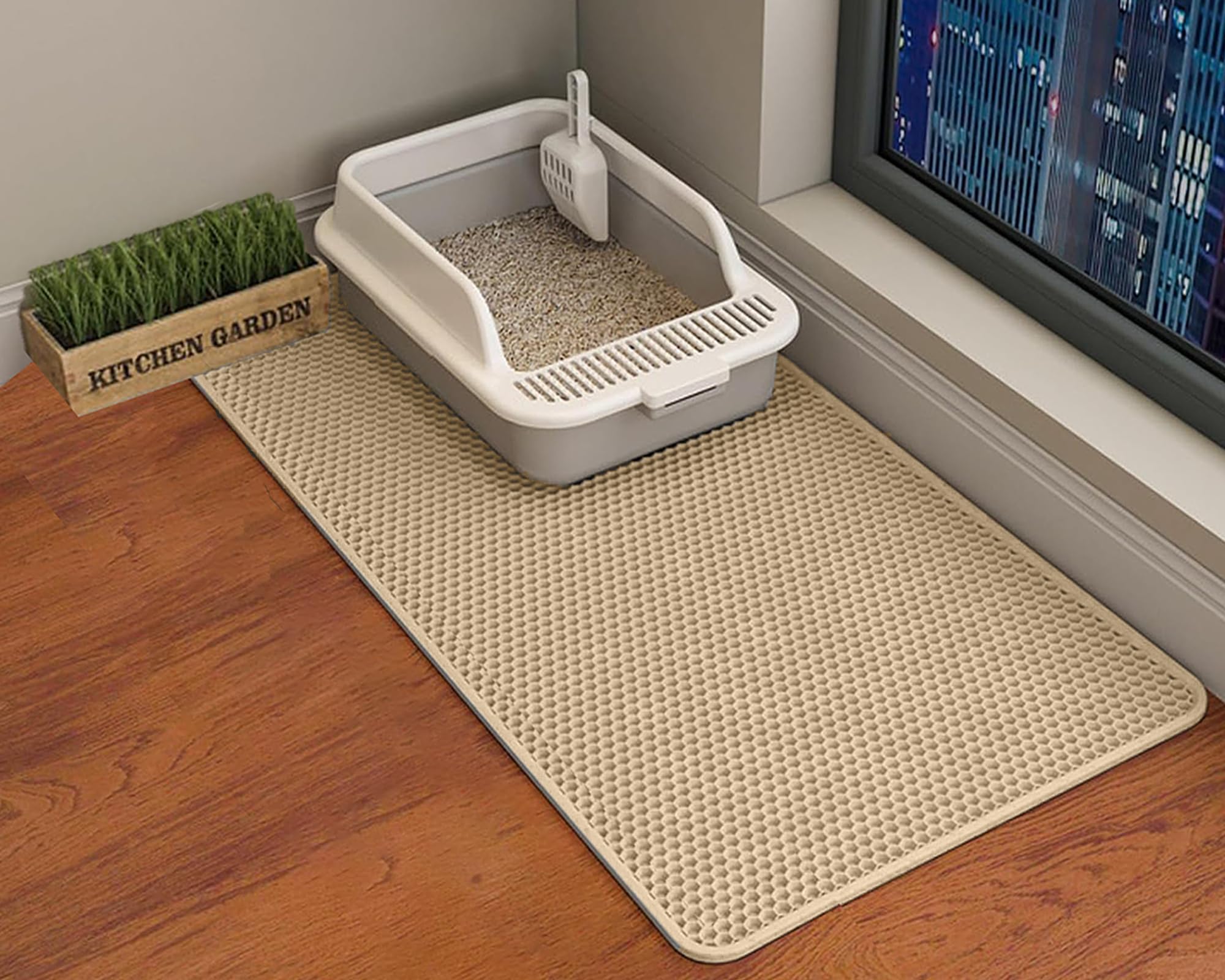 HCY&WLD Cat Litter Mat concealed double structure captures litter and keeps floors clean