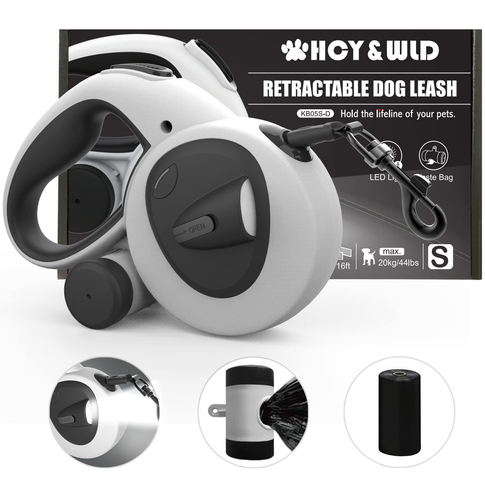 HCY&WLD upgrade 4-in-1 retractable leash with 16 ft reach for safer control