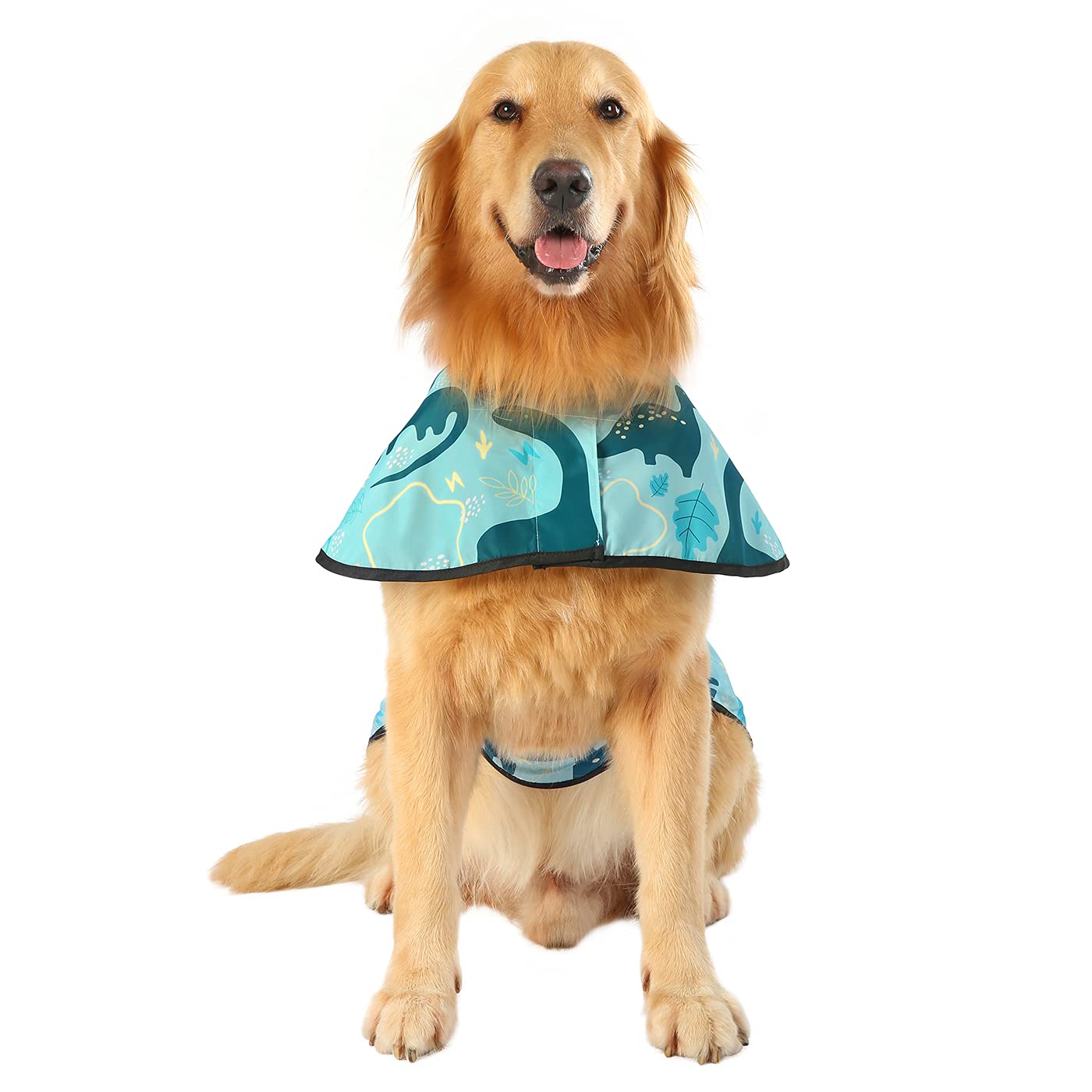 Close up of harness opening on HDE raincoat for easy leash access