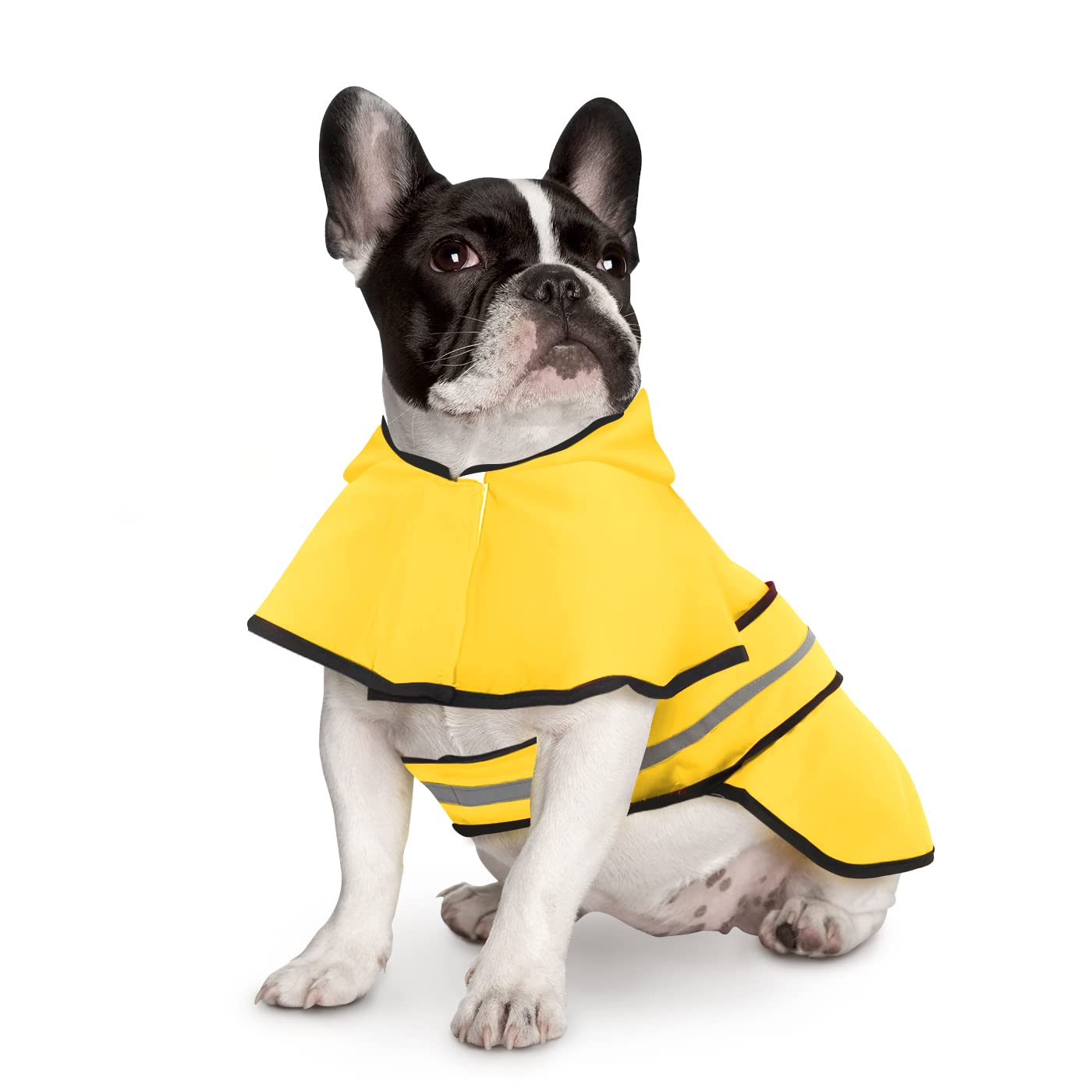 HDE dog raincoat jacket in water-resistant fabric keeps pets dry in light rain.