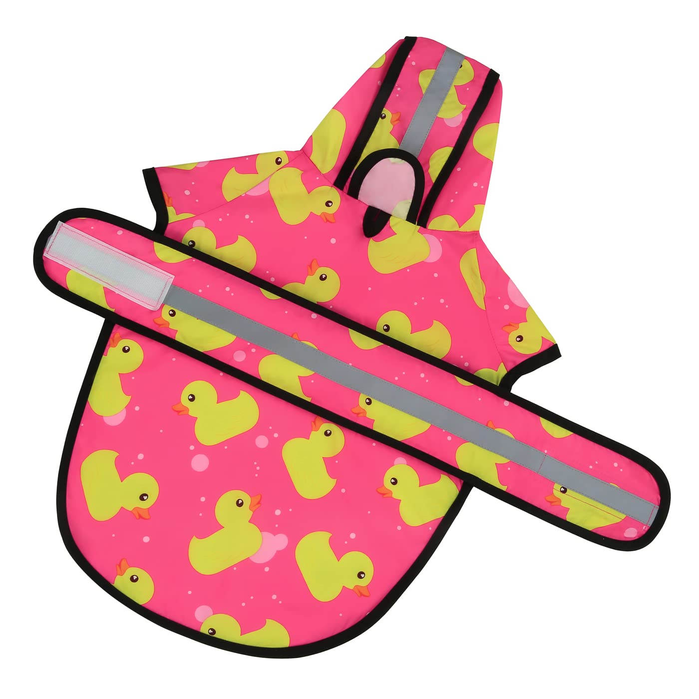 HDE Pink Ducks raincoat XL adjustable belly strap for secure fit