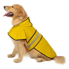 HDE dog raincoat yellow hood protects dogs from rain during walks