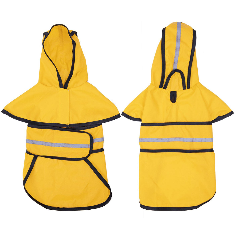 HDE dog raincoat yellow leash hole enables secure leash access