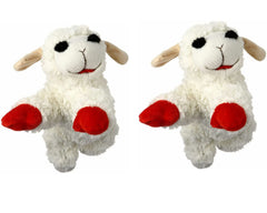 HDP Lambchop plush dog toy, 10-inch white with squeaker, ideal for interactive play.