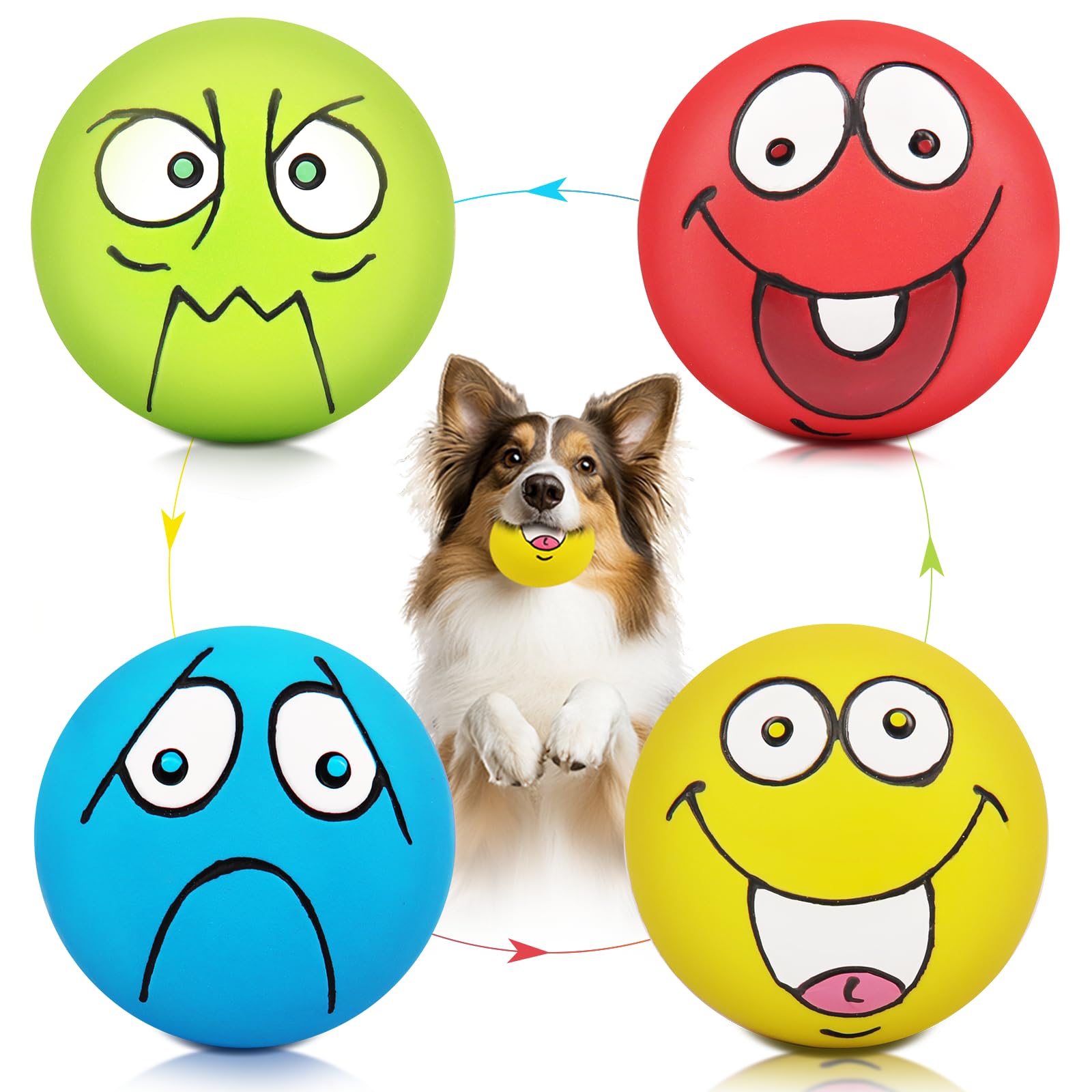 HDSX smiley-face flat ball squeaky toy for small dogs enhances interactive play.