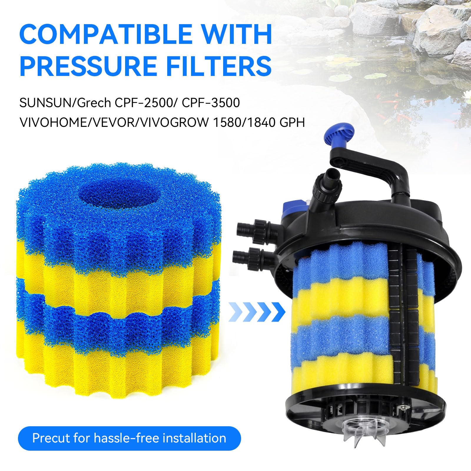 HDWGGD filter sponge replacement for SUNSUN CPF-2500/3500 improves bio filtration.