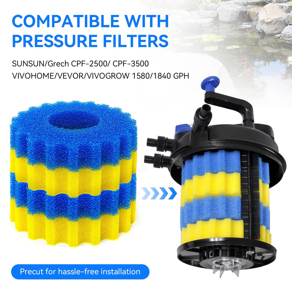 HDWGGD filter sponge replacement for SUNSUN CPF-2500/3500 improves bio filtration.