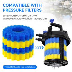 HDWGGD filter sponge replacement for SUNSUN CPF-2500/3500 improves bio filtration.