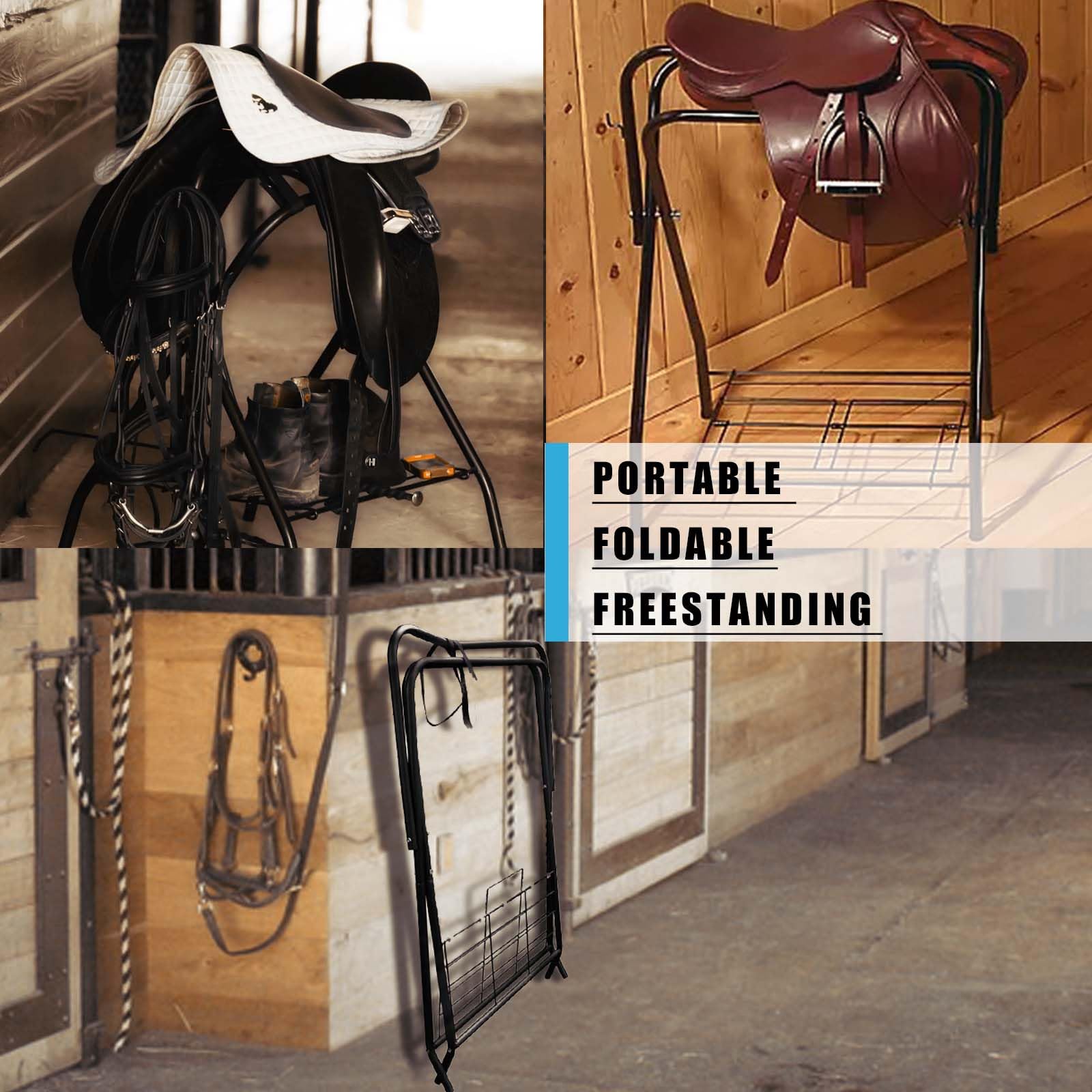 HDYEGY saddle rack accommodates English and Western saddles effectively.