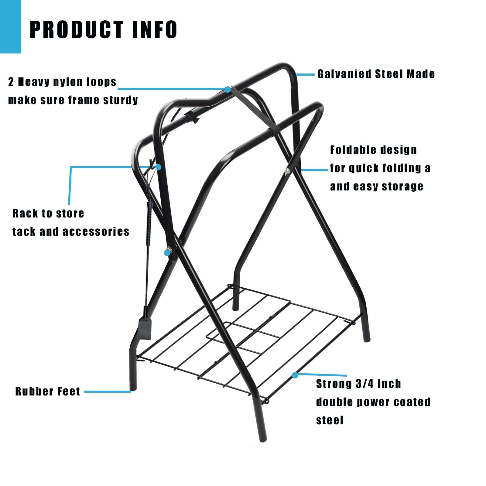 HDYEGY heavy-duty steel frame supports saddles securely.
