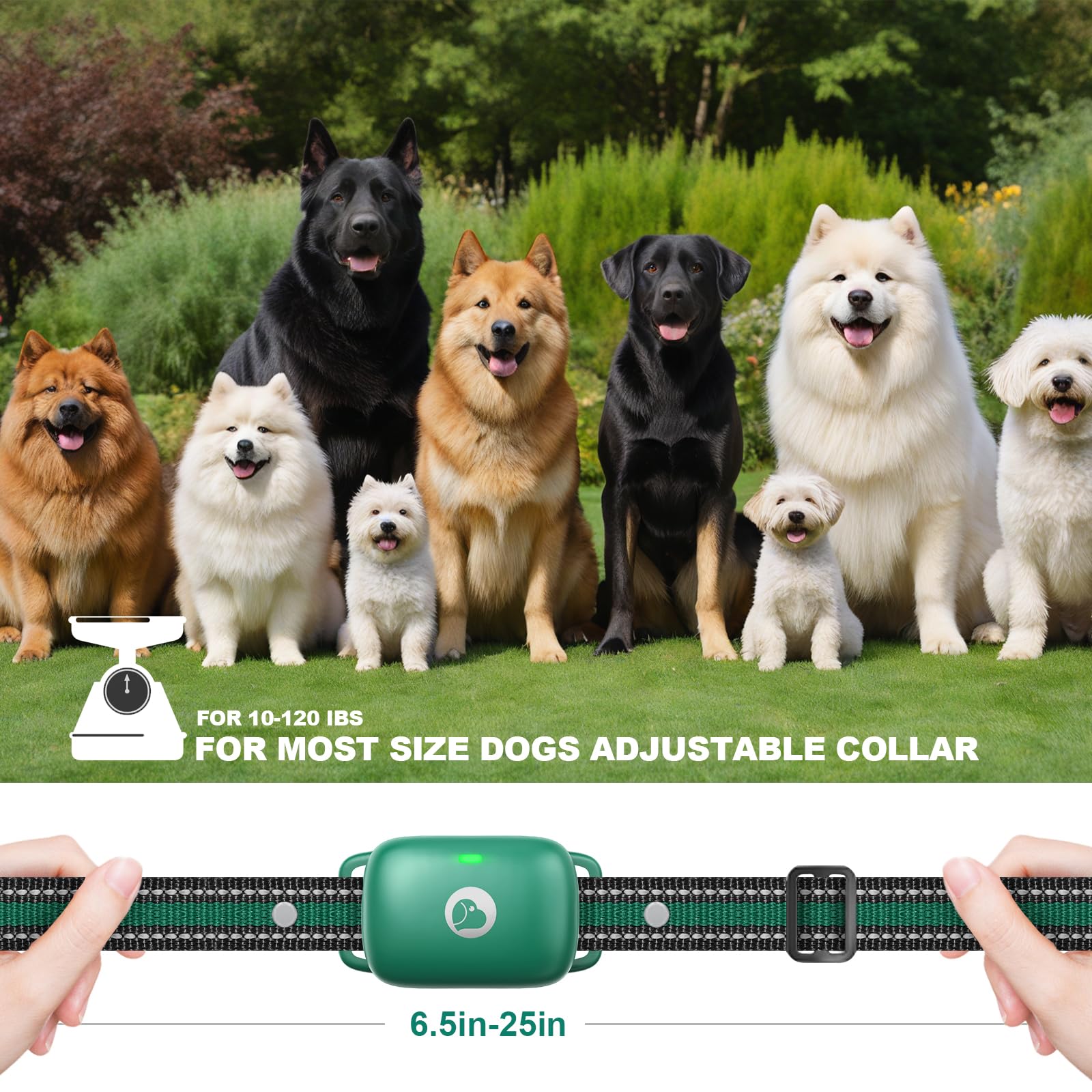 Adjustable neck fit for 7–26 inch range ensures comfort.