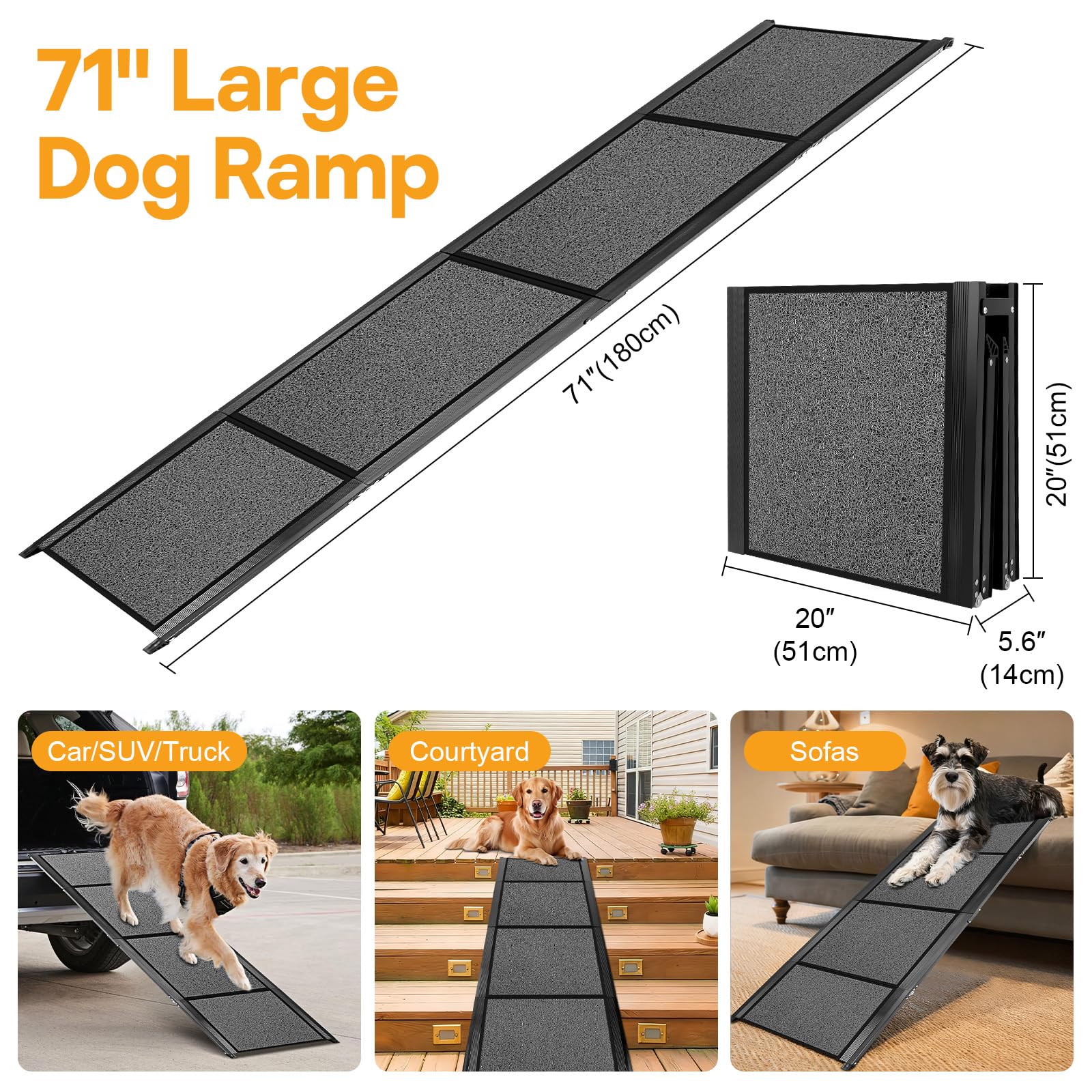 HEALLILY dog ramp 20-inch wide for stable footing