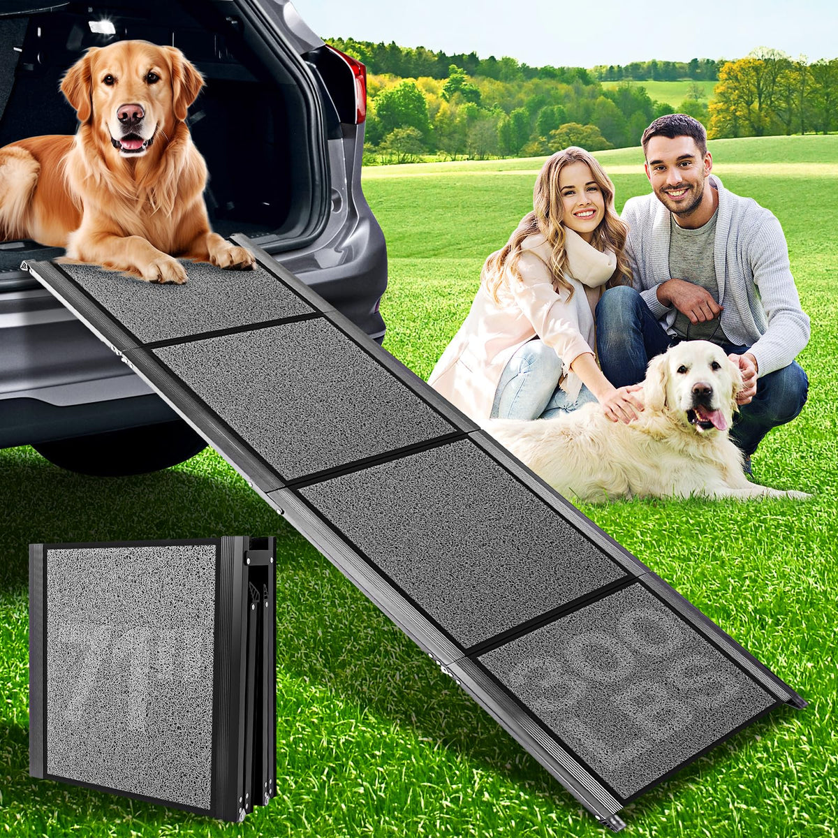 HEALLILY dog ramp 71-inch extended length for easy car access