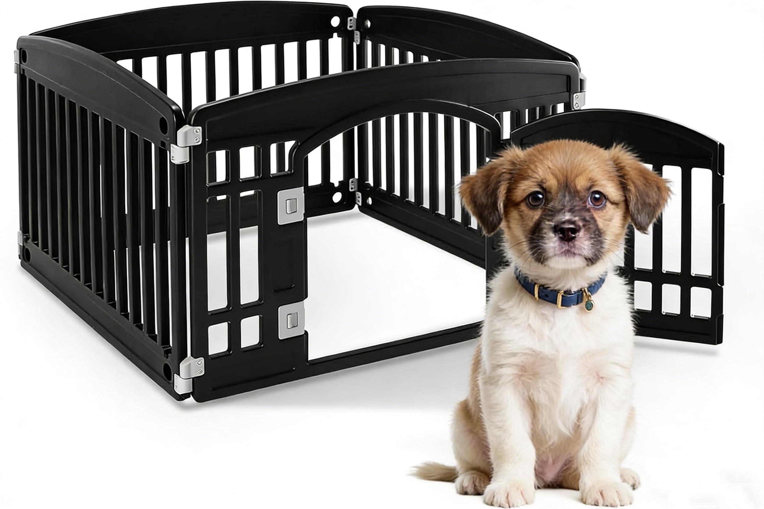 HealSmart 24inch four-panel playpen front view showing a safe spacious enclosure