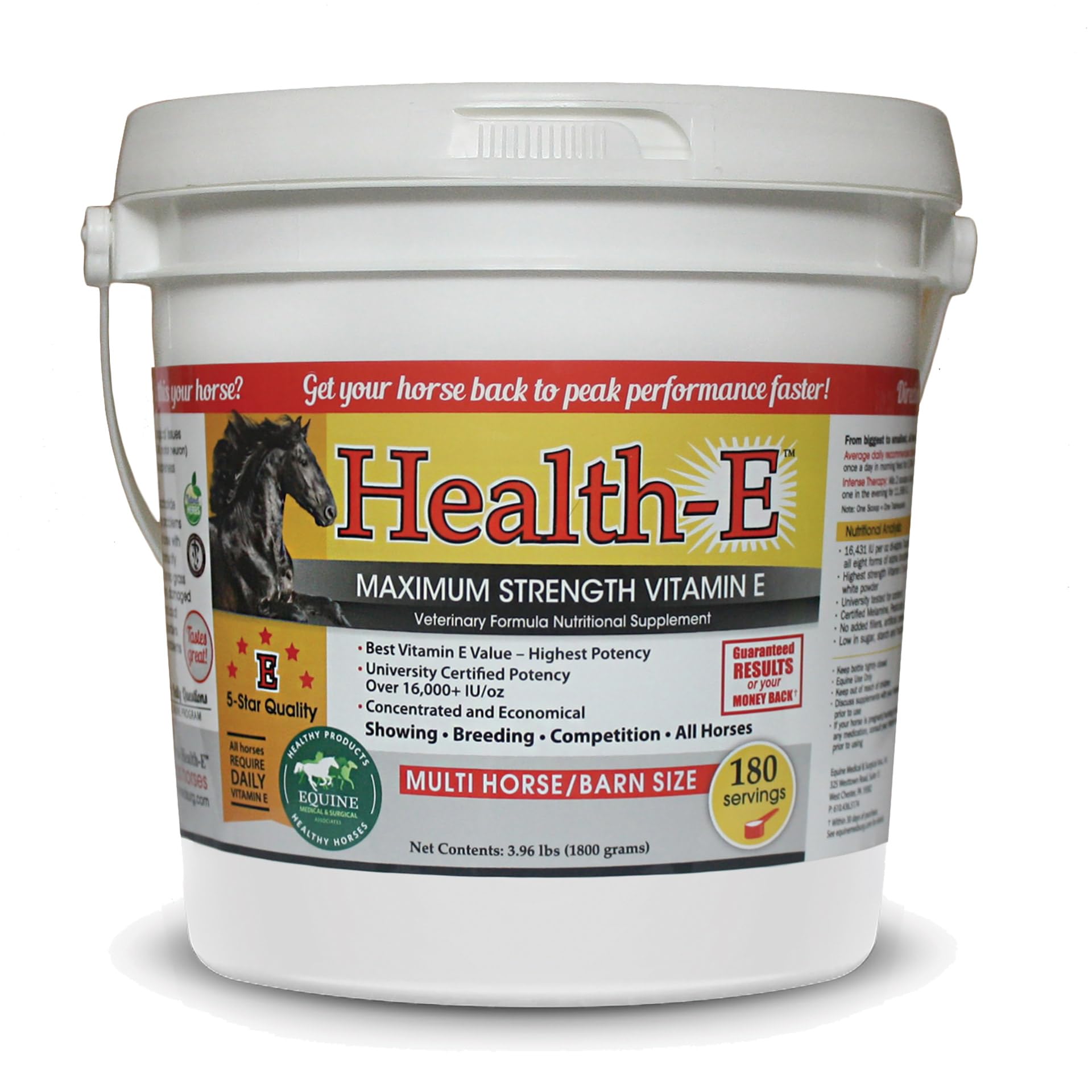 Health-E Vitamin E supplement in barn setting for easy use.