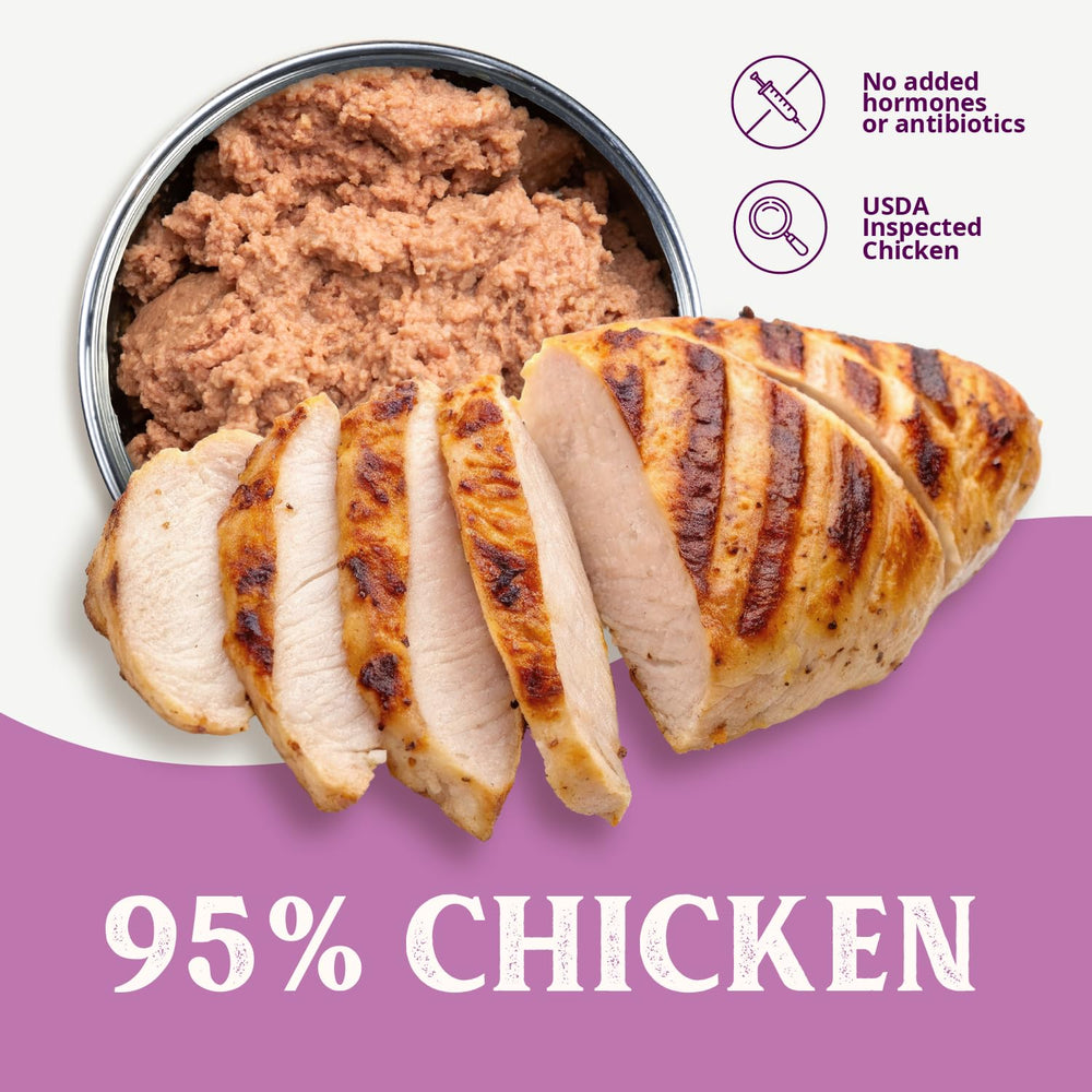 Health Extension 95% Chicken wet food is picky-eater friendly with kibble topper idea