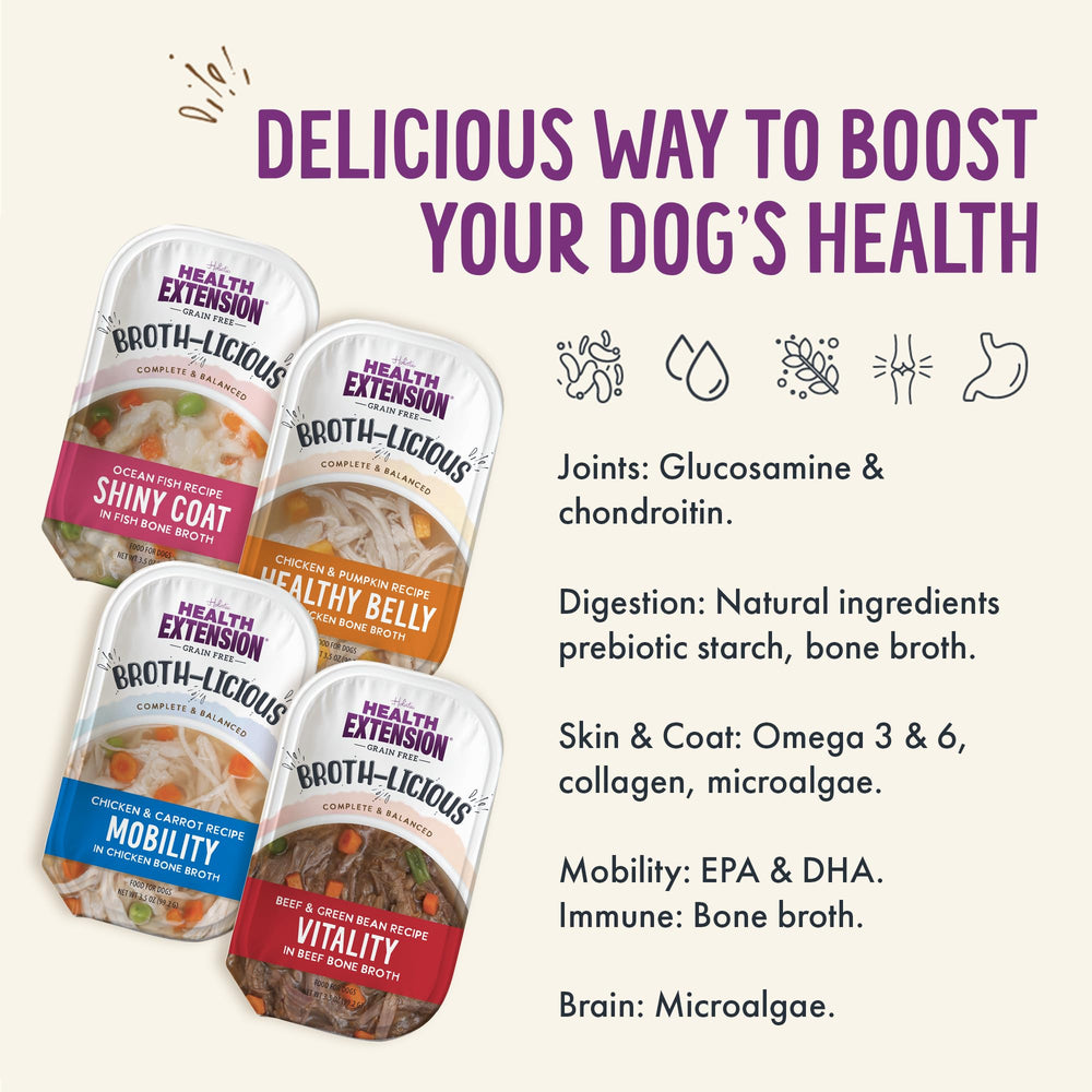 Health Extension Broth-Licious beef cup supports energy and vitality.